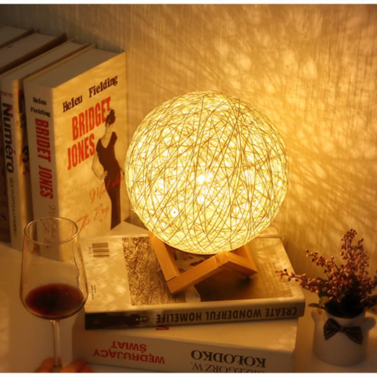 Creative Rattan Ball Night Light Smart Voice Control Bedroom Decorative Table Lamp Birthday Gift Atmosphere Light