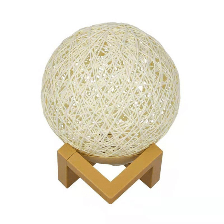 Creative Rattan Ball Night Light Smart Voice Control Bedroom Decorative Table Lamp Birthday Gift Atmosphere Light