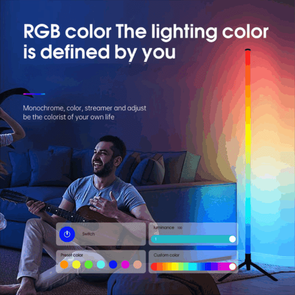Atmosphere Floor Lamp Gaming Smart Color Changing WiFi Bluetooth RGB Live Streaming Room Living Room LED Sound Pickup Corner Lamp - 图片 4