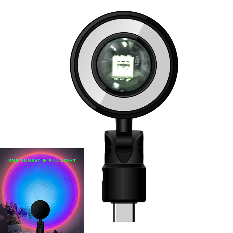 RGB Colorful Atmosphere Light DJ Magic Ball Light USB Plug-in Projection Light Rotatable Type C Direct Plug-in for Mobile Phone
