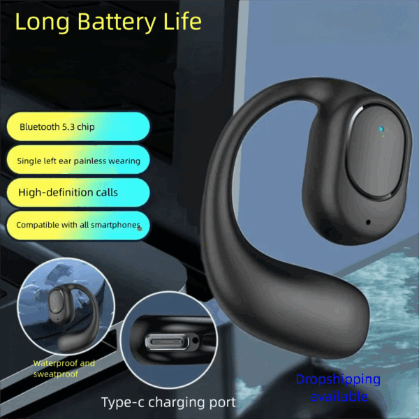 OWS Bluetooth Earphones Non-In-Ear Ultra-Long Battery Life Wireless Ear Hook Touch Control - 图片 9