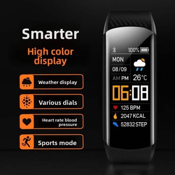 C5S Smart Bracelet Color Screen Bluetooth Sports Heart Rate Blood Pressure Sleep Sedentary Alarm Clock Step Watch - 图片 5
