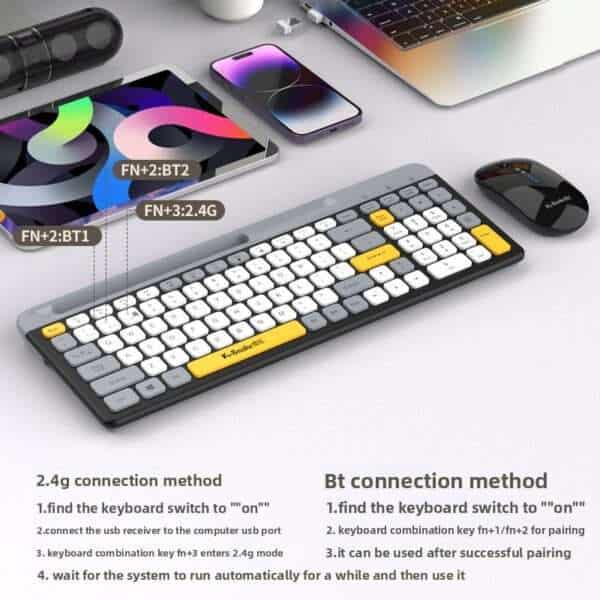 K100 Bluetooth Dual Mode Wireless Keyboard Chocolate Thin Desktop Computer Notebook Office Business Portable - 图片 2